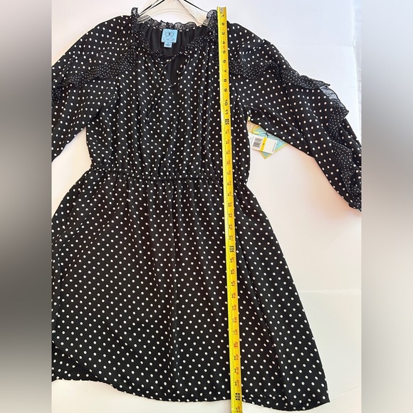 Cece polka dot French cafe dress/ Rich Black with white dots Size Medium - Picture 9 of 16